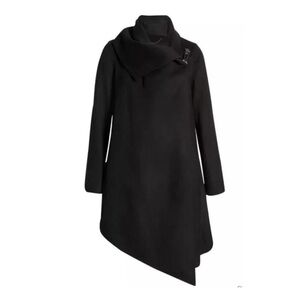 Allsaints Monument Eve Turn Lock Black Wool Blend Coat 8US